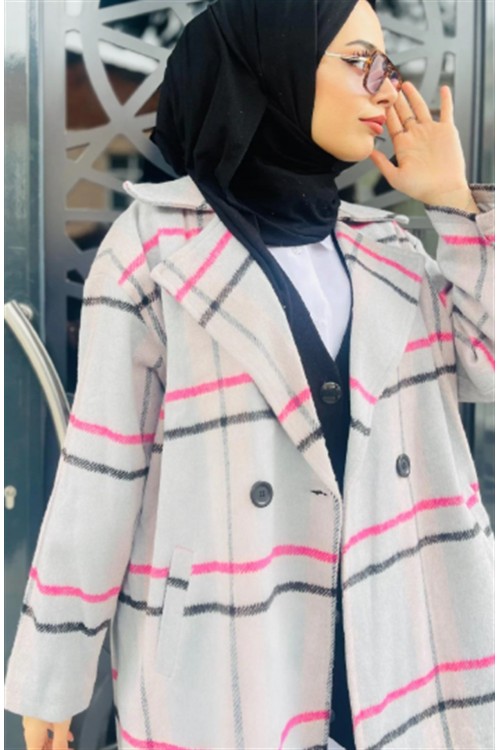 Düz Kaşe Kaban Gri