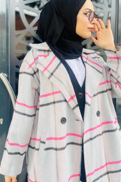 Düz Kaşe Kaban Gri