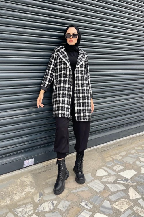 Ekose Desenli Kap Siyah