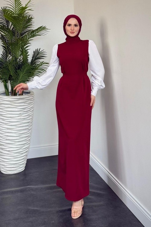 Elica Kalem Elbise Bordo