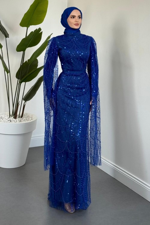 Eloria Pelerinli Boncuk İşlemeli Abiye Sax