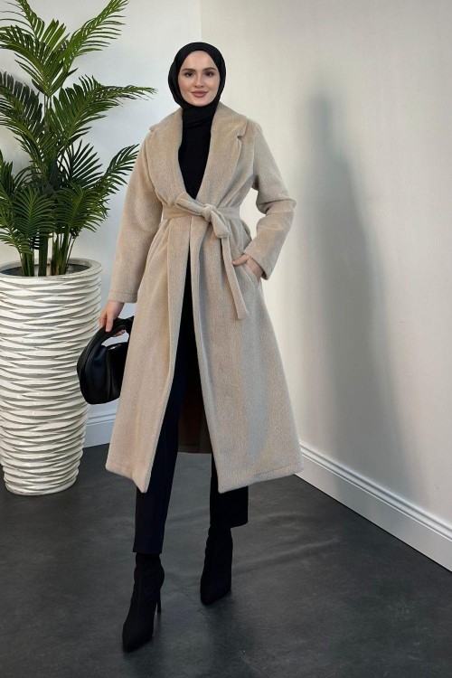 Elvis İçi Astarlı Kürklü Kaban Vizon