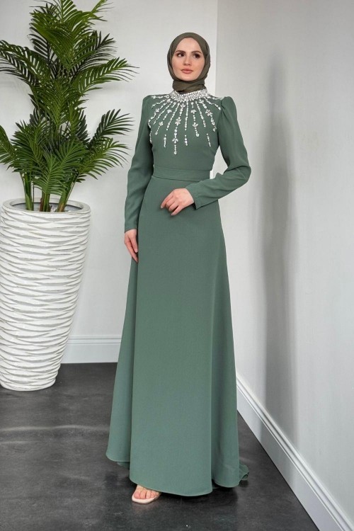 Emanuela Kuyruklu Krep Abiye Haki