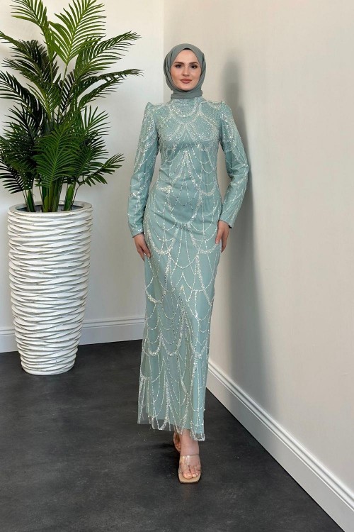 Enda Pul Detay Kalem Abiye Mint