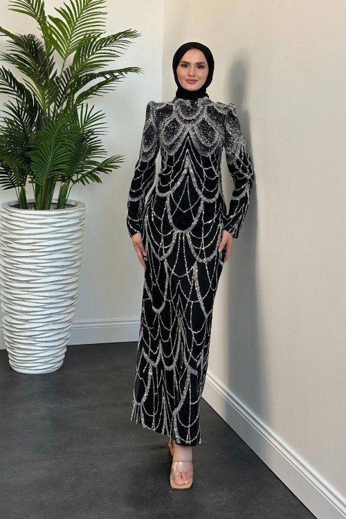 Enda Pul Detay Kalem Abiye Siyah