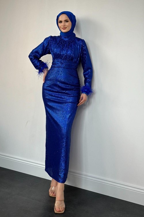 Endi Astarlı Pul Payet Abiye Parlament Mavisi