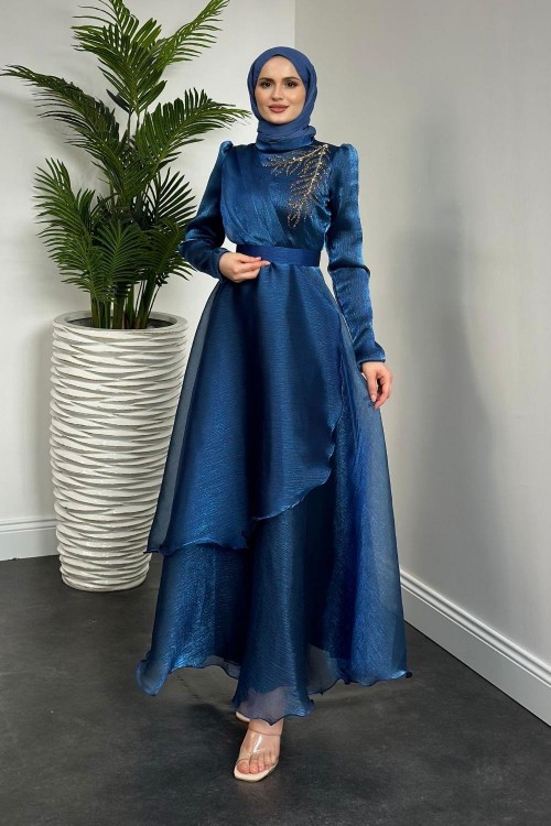 Ervah Taş Detay Abiye İndigo