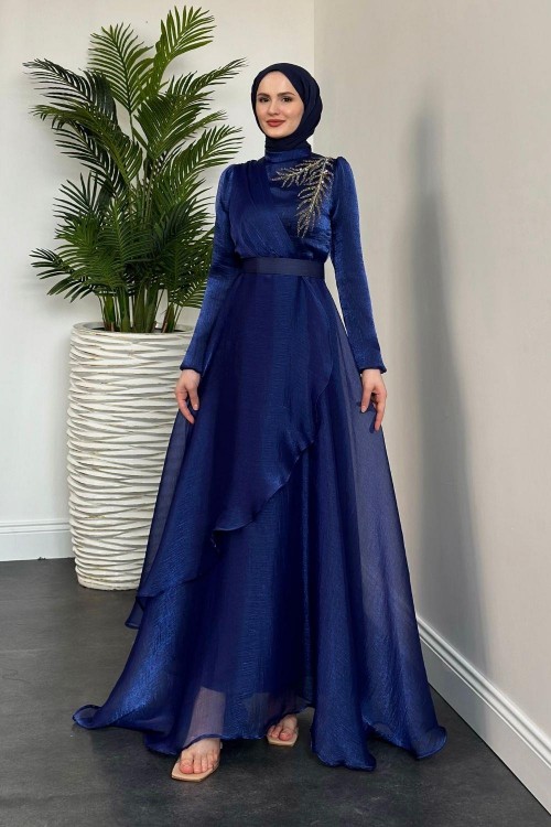 Ervah Taş Detay Abiye Lacivert