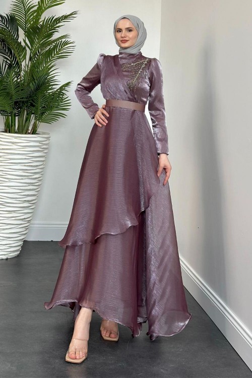 Ervah Taş Detay Abiye Leylak