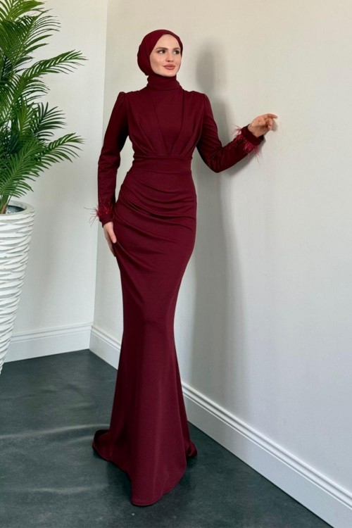 Estella Kuyruklu Balık Abiye Bordo