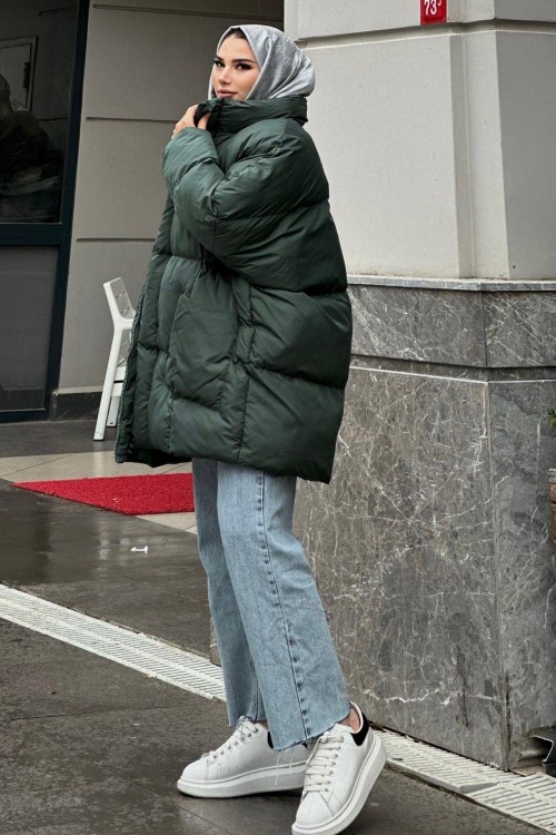 Eva Şişme Mont Yeşil