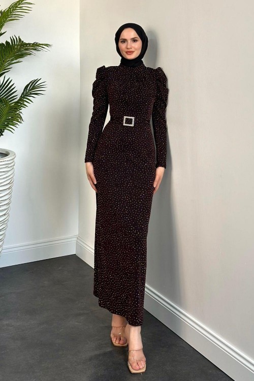 Federica Taşlı Karpuz Kol Abiye Mürdüm