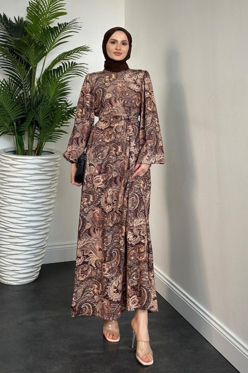 Feride Noltalji Elbise Kahverengi