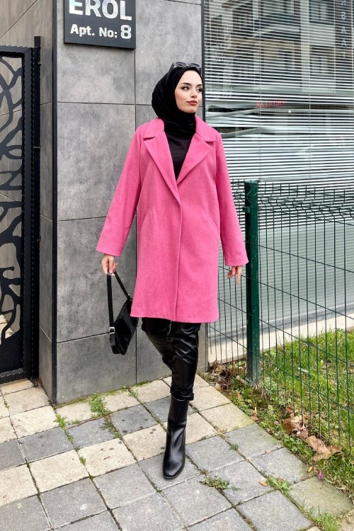 Filetolu Kısa Kaban Pembe
