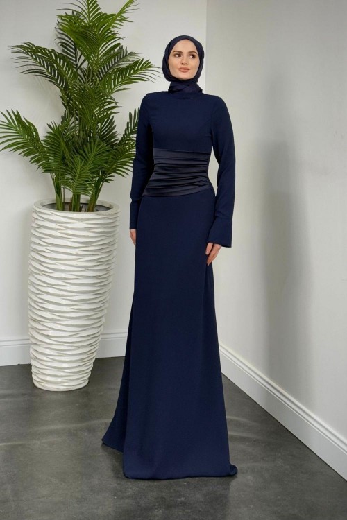 Fiore Beli Drapeli Balık Abiye Lacivert