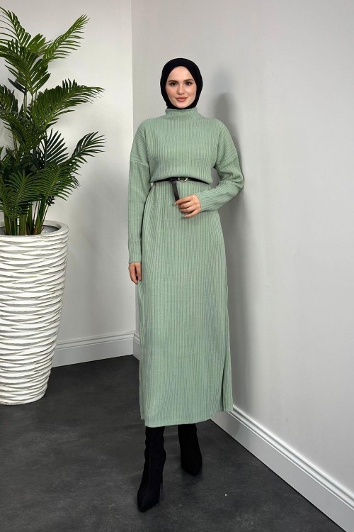 Fitilli Triko Elbise Mint