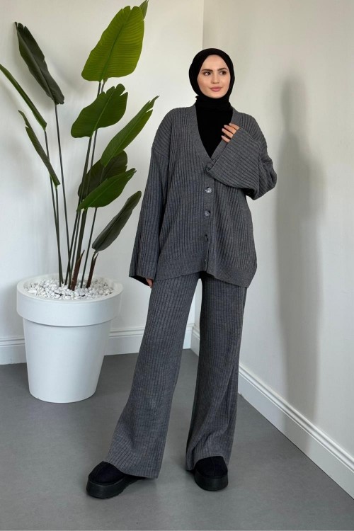 Galata Fitilli Hırka Takım Füme