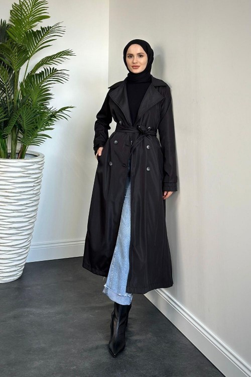 Gianni Astarlı Aporetli Trençkot Siyah