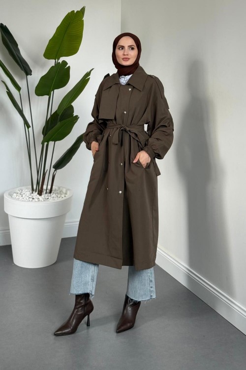 Haggy Çıtçıtlı Trençkot Haki