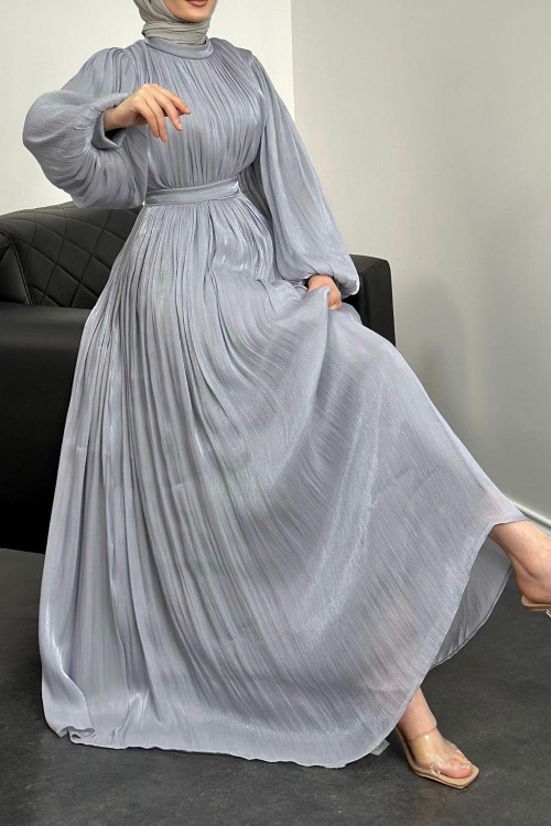 Hailey Janjan Kuşaklı Abiye Gri