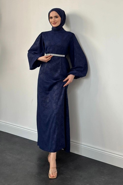 Hannah Beli Taşlı Abiye Lacivert