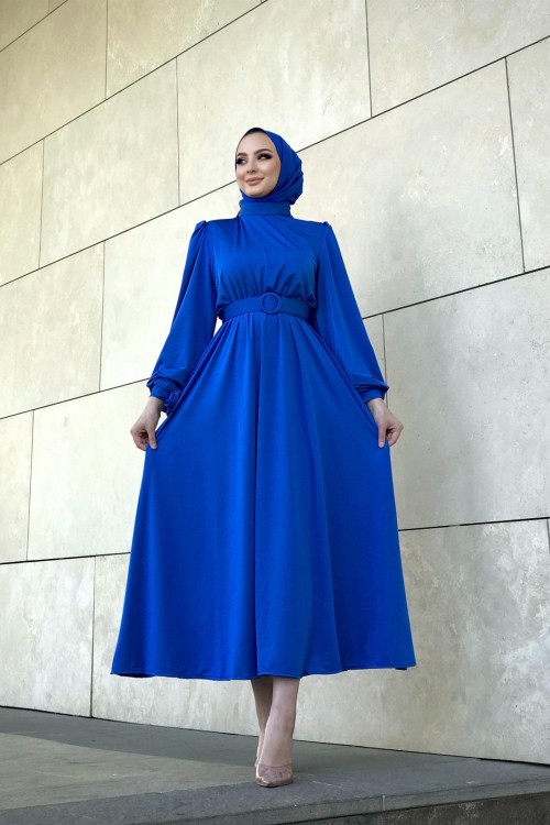 Havin Kemerli Elbise Saks