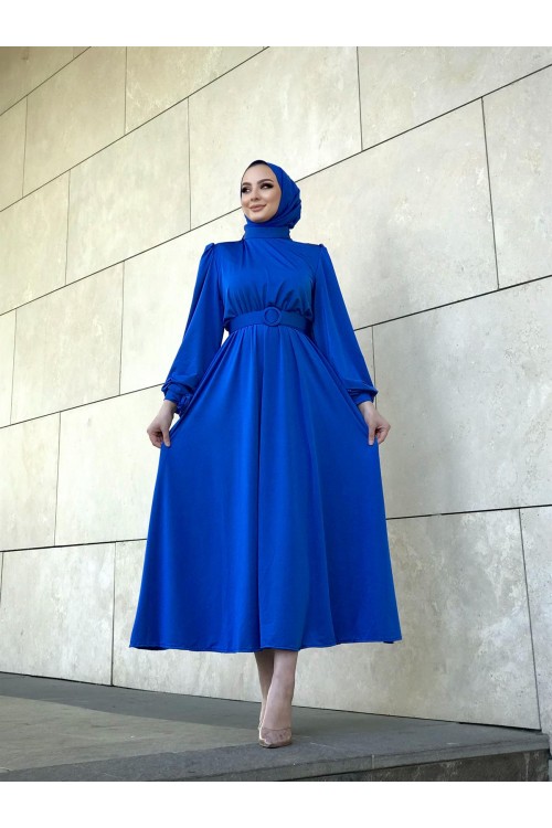 Havin Kemerli Elbise Saks