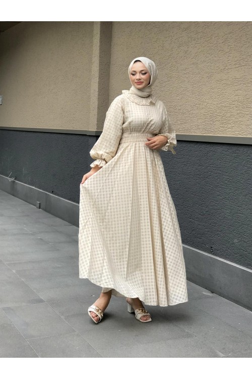 Heidi Pötikare Bebe Yaka Elbise Bej