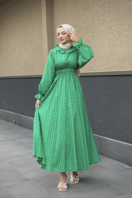 Heidi Pötikare Bebe Yaka Elbise Yeşil