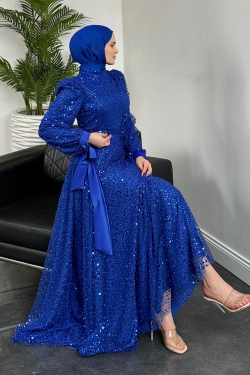 Hilly Kolları Fiyonk Saten Abiye Sax