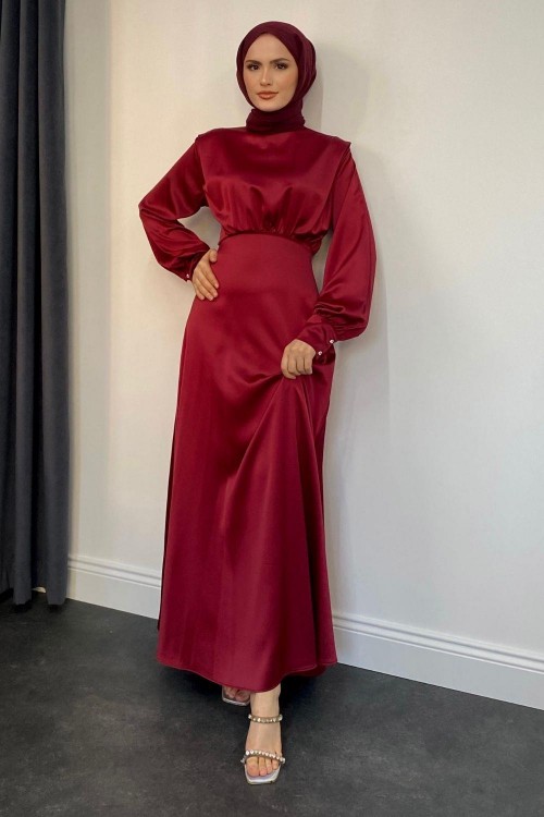 Holly Saten Abiye Bordo