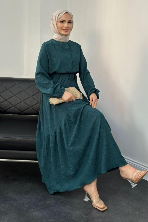 Nettare  Düğme Detay Elbise Yeşil