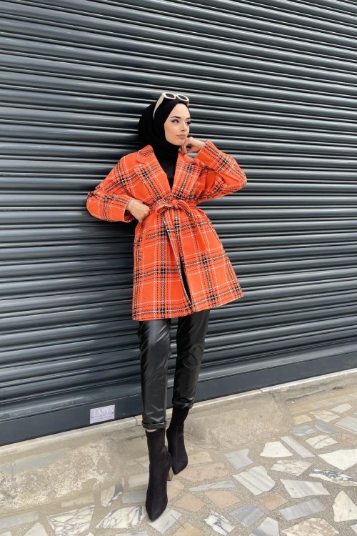 İnce Ekose Kap Turuncu