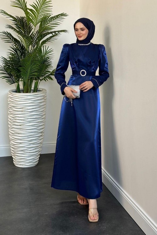 İrene Taşlı Tafta Abiye Lacivert