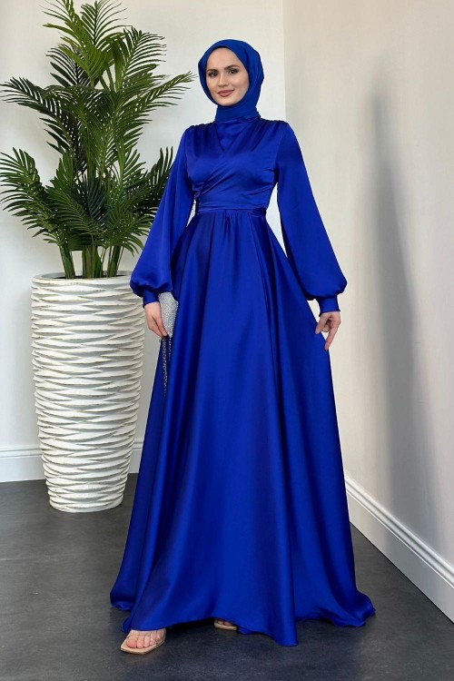 Isabella Kruvaze Detay Saten Abiye Sax