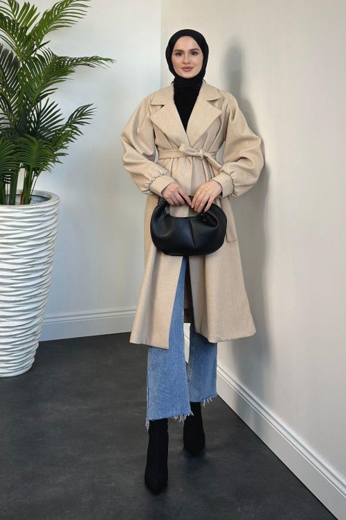 Janella Kruvaze Yaka Kaban Krem