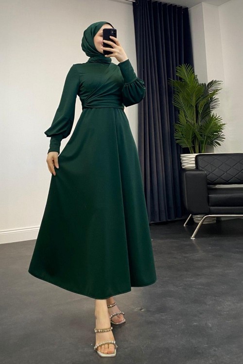 Jasmin Drapeli Elbise Zümrüt