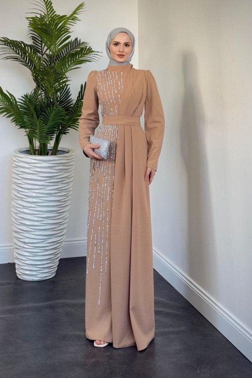 Juliet Yandan Taşlı Abiye Yavru Ağzı