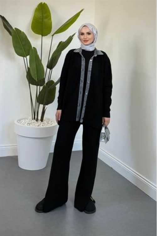 Kai Kot Geçişli Triko Takım Siyah