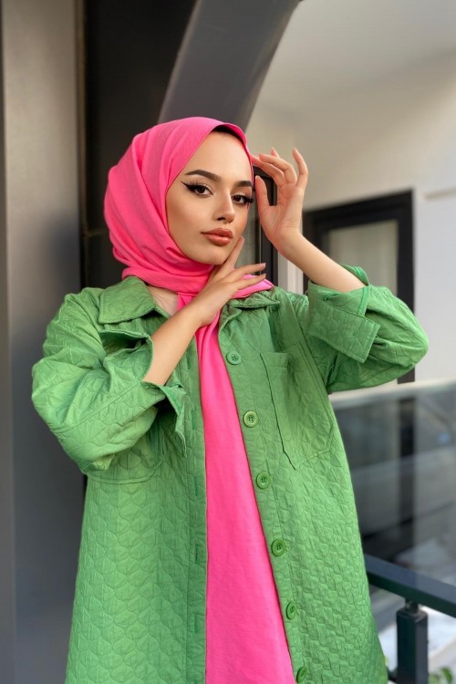Kapitone Düğmeli Ceket Yeşil