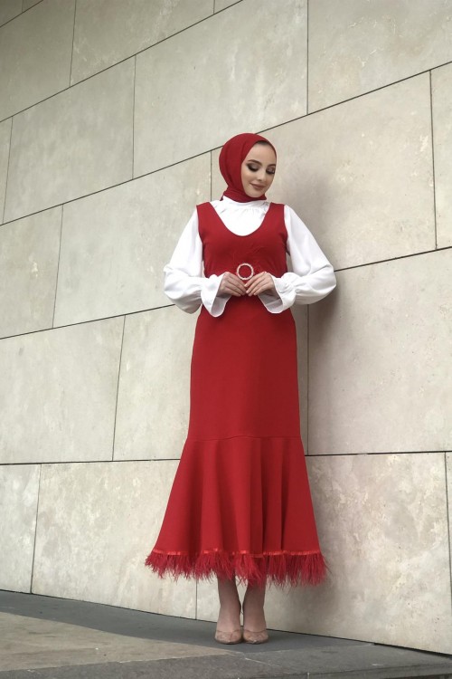 Kemeri Ve Altı Tüylü Jile Kırmızı