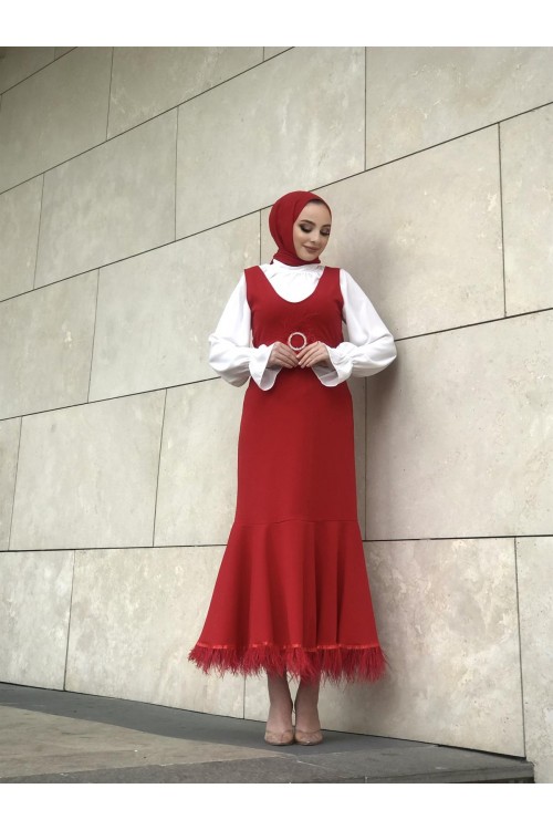 Kemeri Ve Altı Tüylü Jile Kırmızı