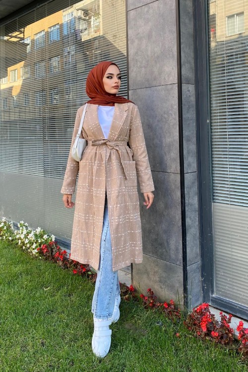 Kemerli Trençkot SütlüKahve