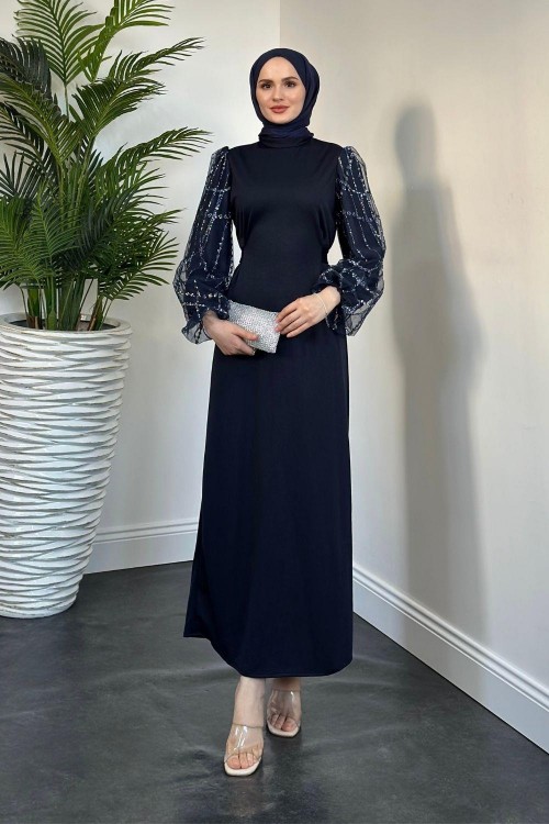 Kevin Kolları Simli Kalem Abiye Lacivert