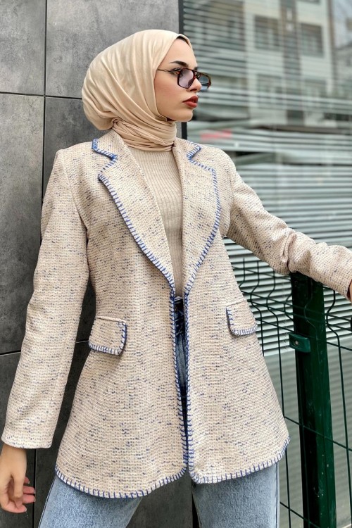 Kırçıklı Astarlı Ceket İndigo