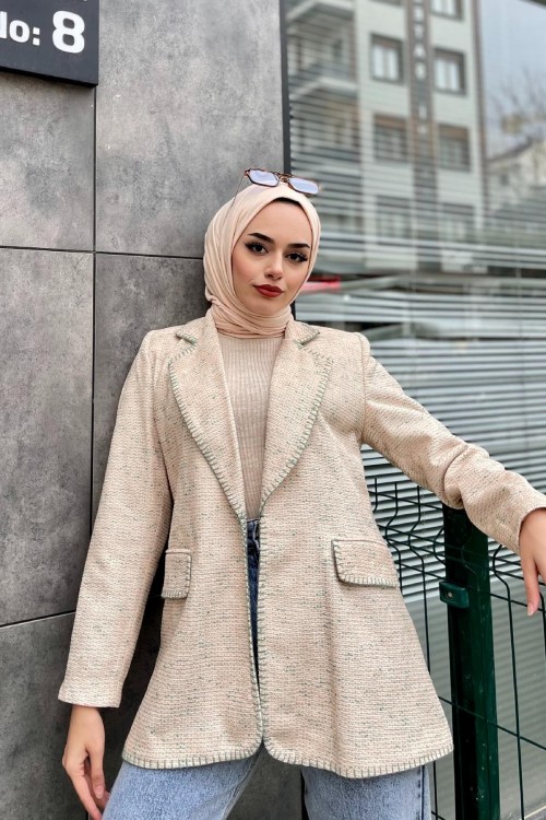 Kırçıklı Astarlı Ceket Mint