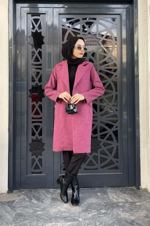 Kısa Astarlı Kaşe Kaban Pembe