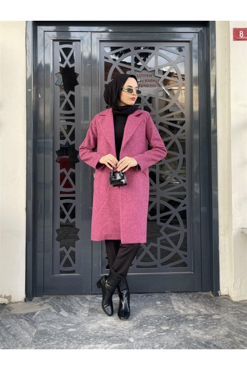 Kısa Astarlı Kaşe Kaban Pembe