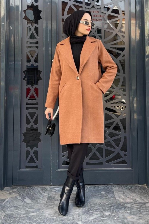 Kısa Astarlı Kaşe Kaban Taba