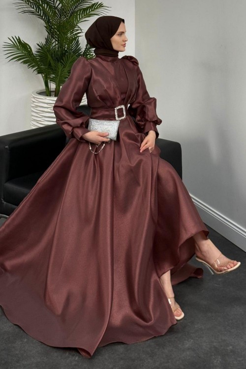 Kleopatra Tafta  Abiye Kahverengi